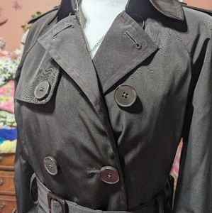 NWOT Women's London Fog Trenchcoat, Black, Size PS**